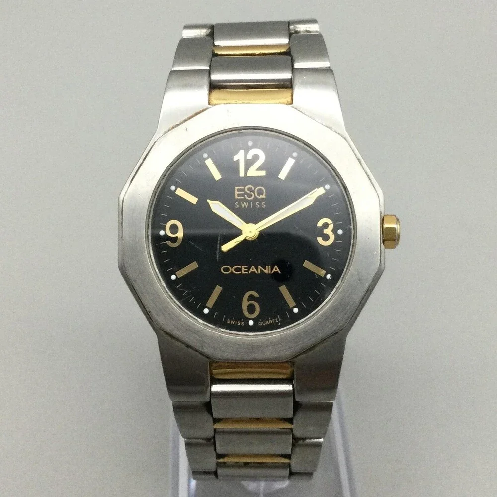 ESQ Movado Oceania Mens Watch 35mm Two Tone Swiss E3701 New Battery 7.25